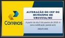 Alteração do CEP do Município de Urucuia/MG