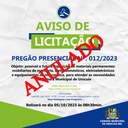AVISO DE 	ANULAÇÃO DE  PROCESSO ADMINISTRATIVO LICITATÓRIO Nº. 020/2023 PREGÃO PRESENCIAL SRP Nº.  012/2023