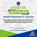 AVISO DE LICITAÇÃO EDITAL PREGÃO PRESENCIAL SRP Nº. 010/2023