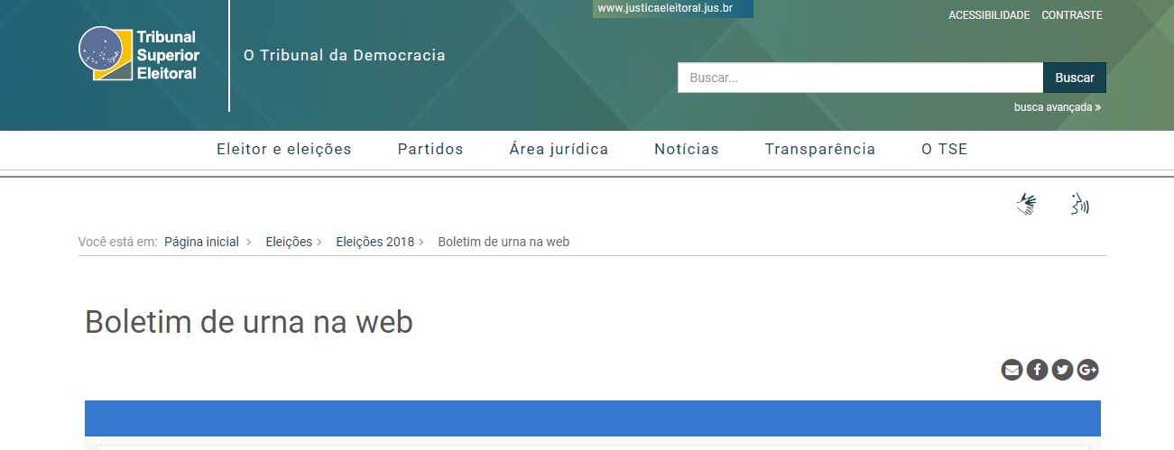 Boletim de Urna na Web - Eleições 2018 