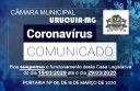 Suspensão do Funcionamento da Câmara Municipal de Urucuia/MG